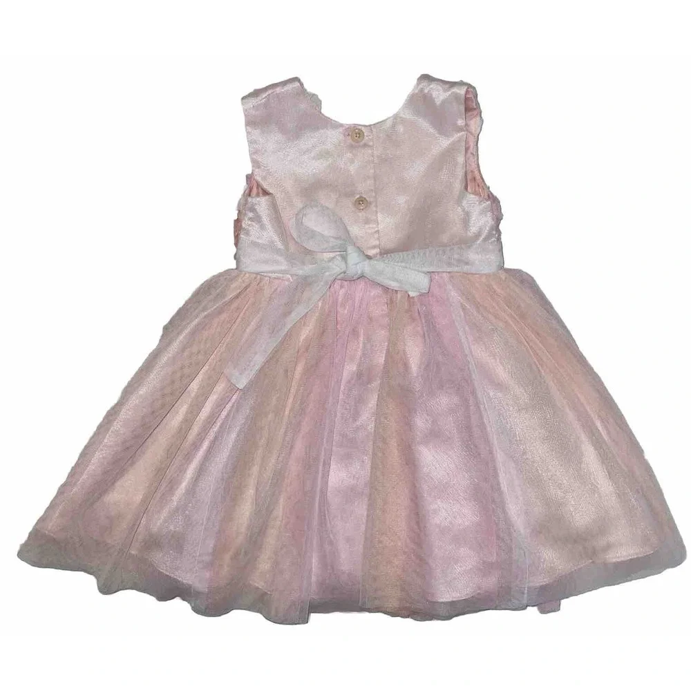 Jona Michelle Toddler girl Bow Lined Tulle Skirt‎ Flower Dress Sz 2 Spring Pink